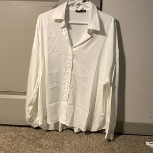 Shein Dazy white oversized button down shirt